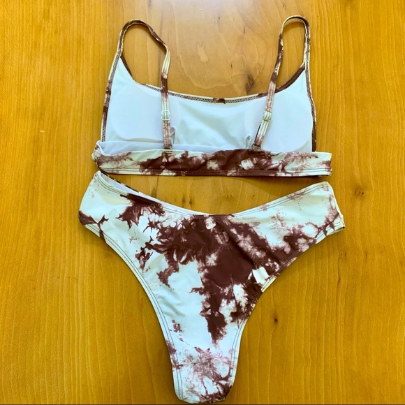 ✨Brown and White Tie Dye Bikini Set - Picture 6 of 12
